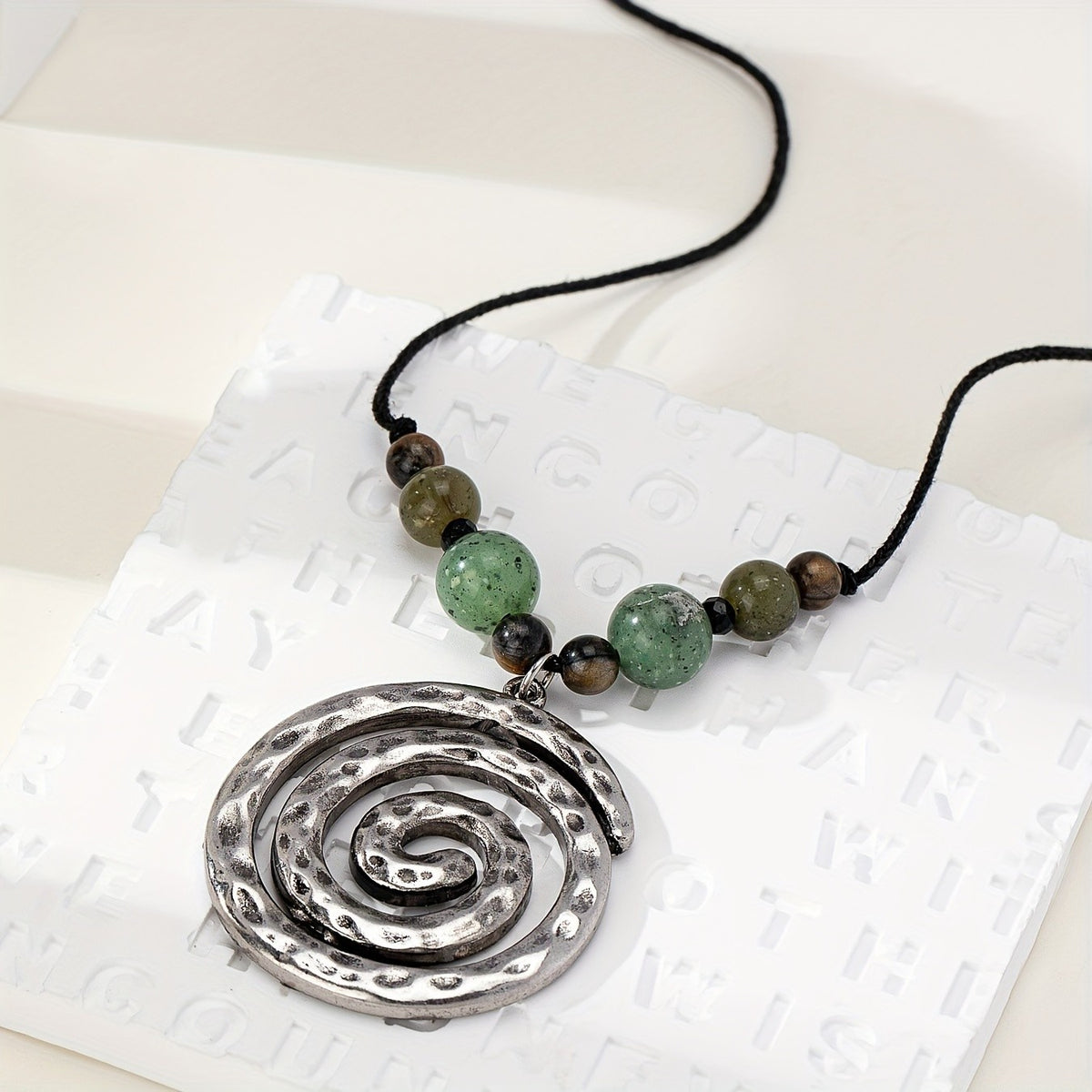 Textured Spiral Bead Necklace