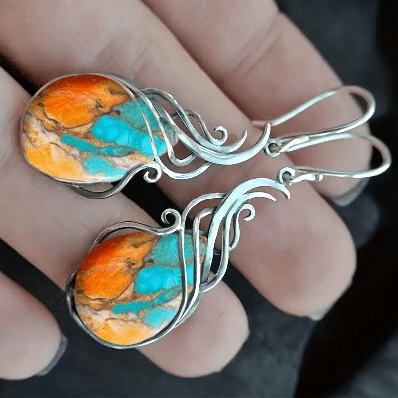 Turquoise Mosaic Swirl Earrings
