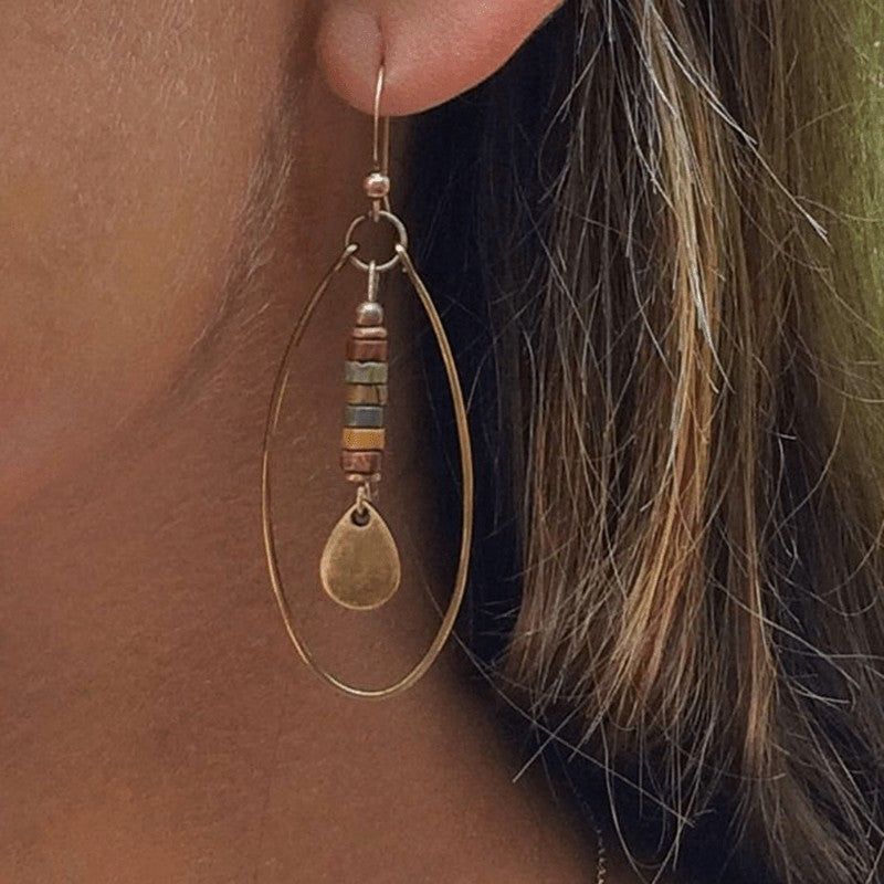 Multicolor Stone Oval Hoop Earrings