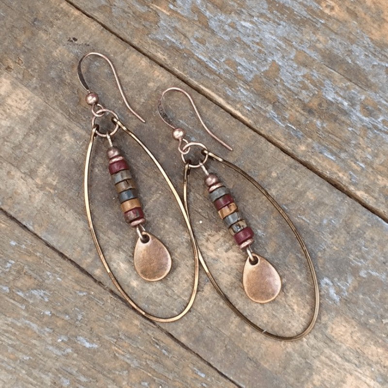 Multicolor Stone Oval Hoop Earrings