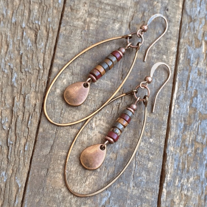 Multicolor Stone Oval Hoop Earrings