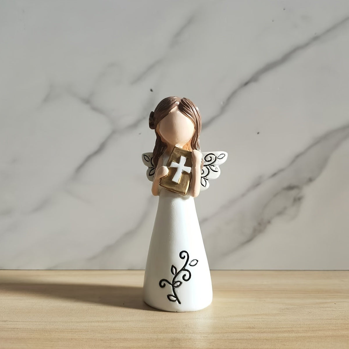 Angel with Cross Resin Figurine