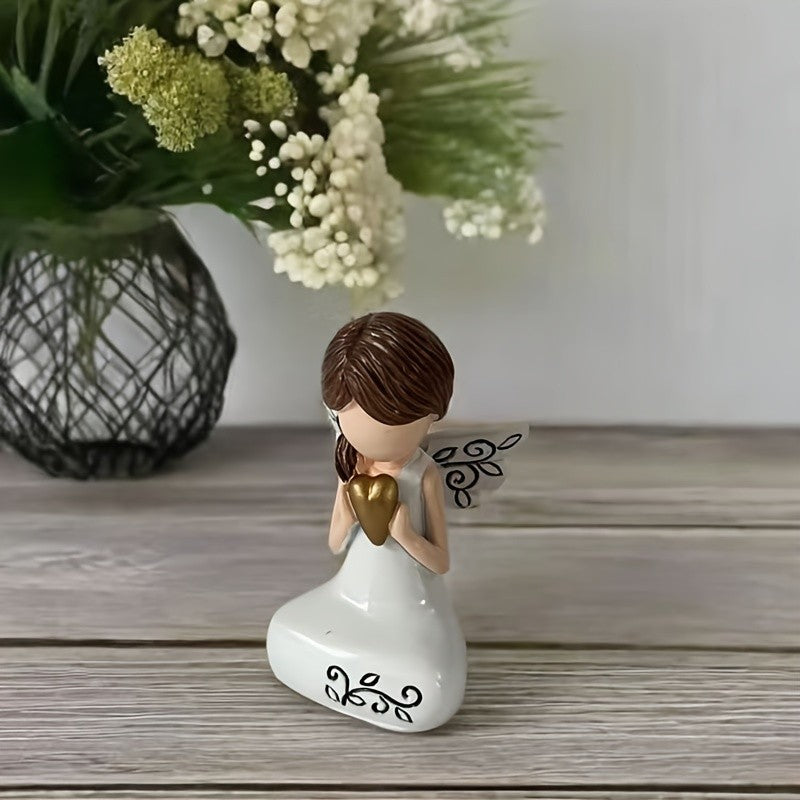 Angel with Cross Resin Figurine
