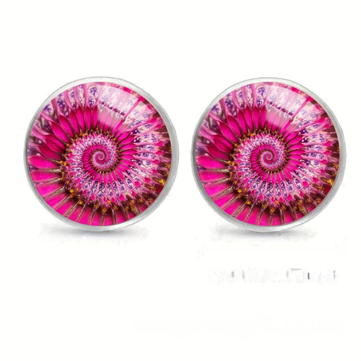 Pink Spiral Glass Stud Earrings