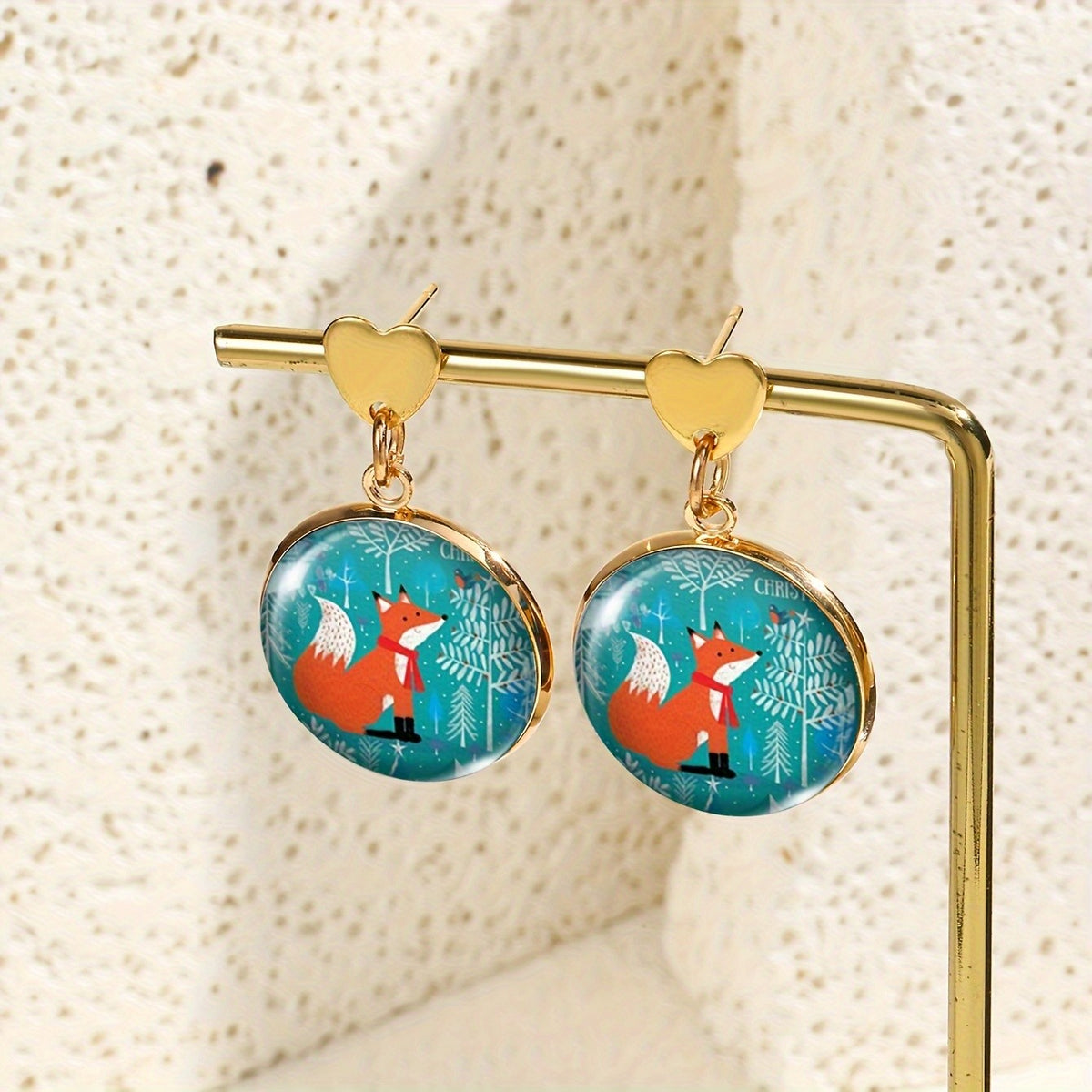 Fox Winter Scene Earrings