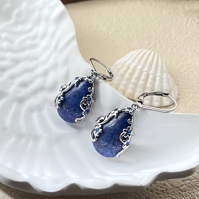 Filigree Teardrop Stone Earrings