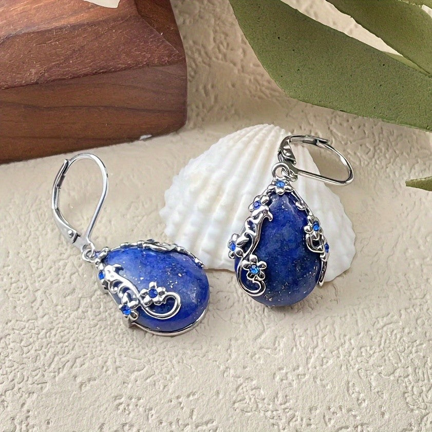 Filigree Teardrop Stone Earrings