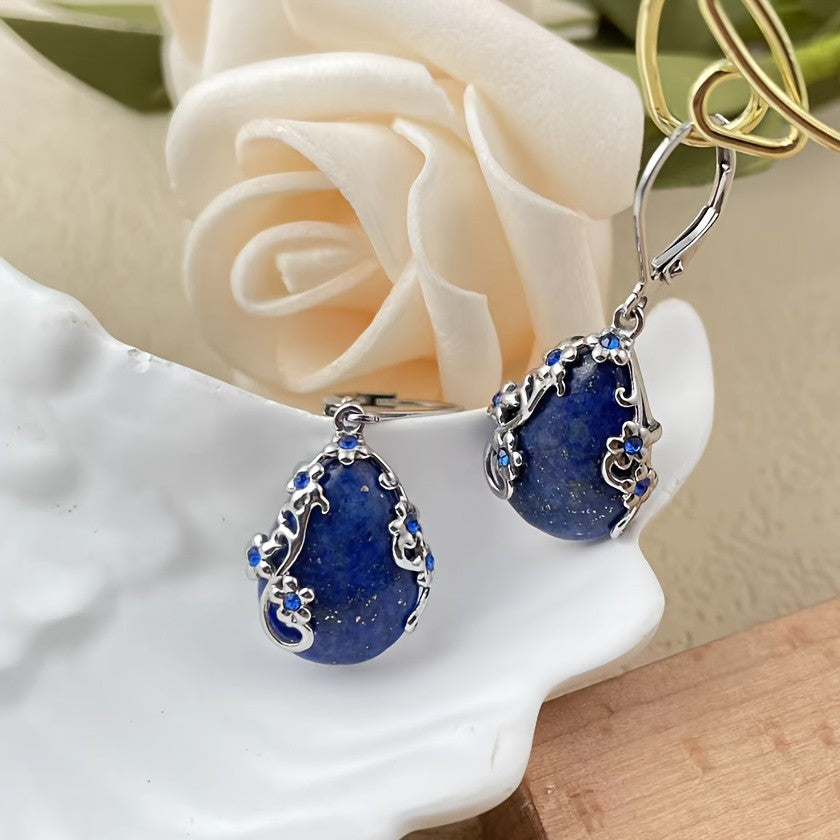 Filigree Teardrop Stone Earrings