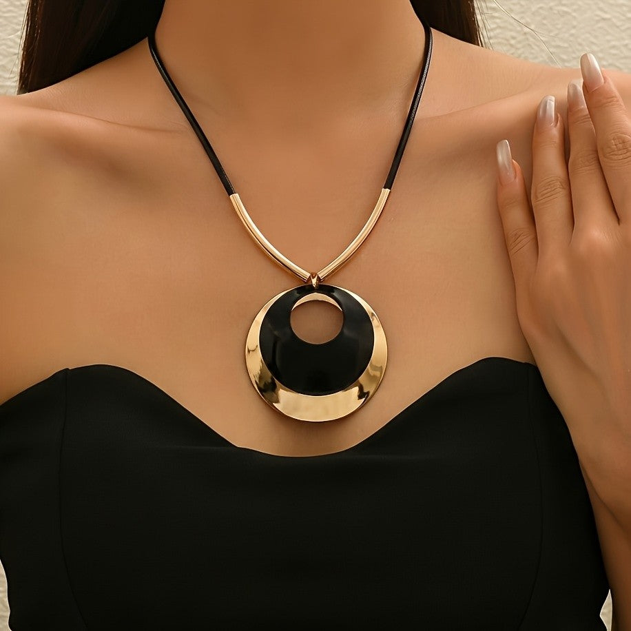 Crescent Disc Collar Necklace