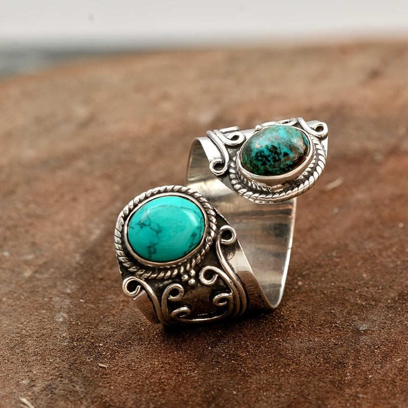 Turquoise Scroll Adjustable Ring