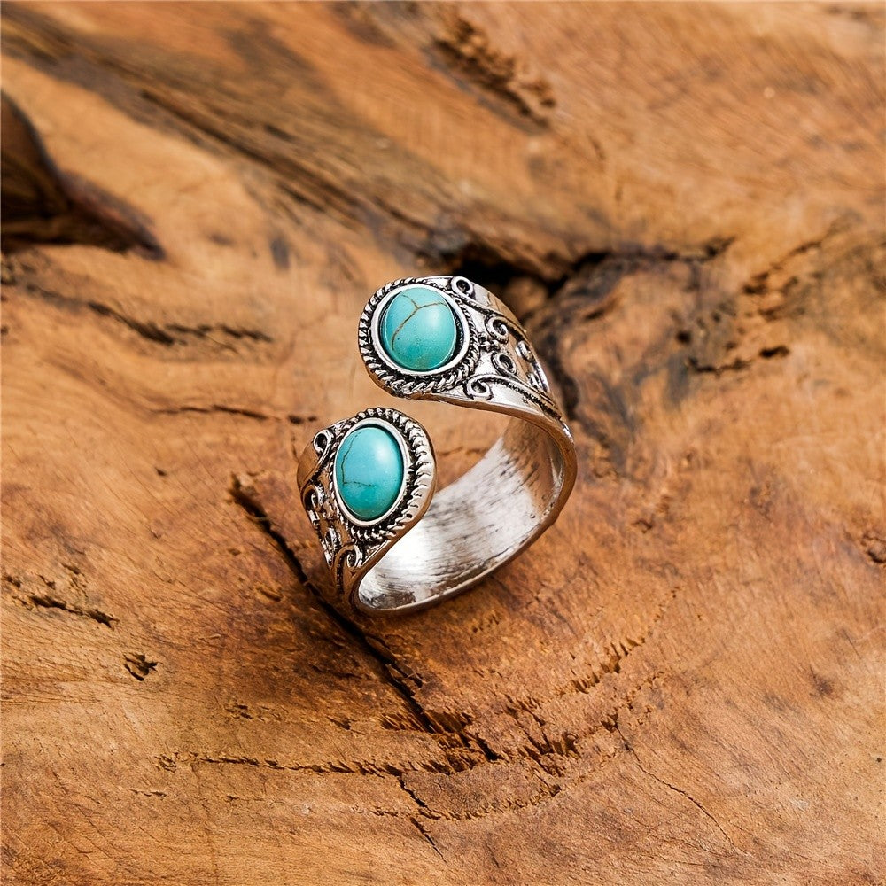 Turquoise Scroll Adjustable Ring