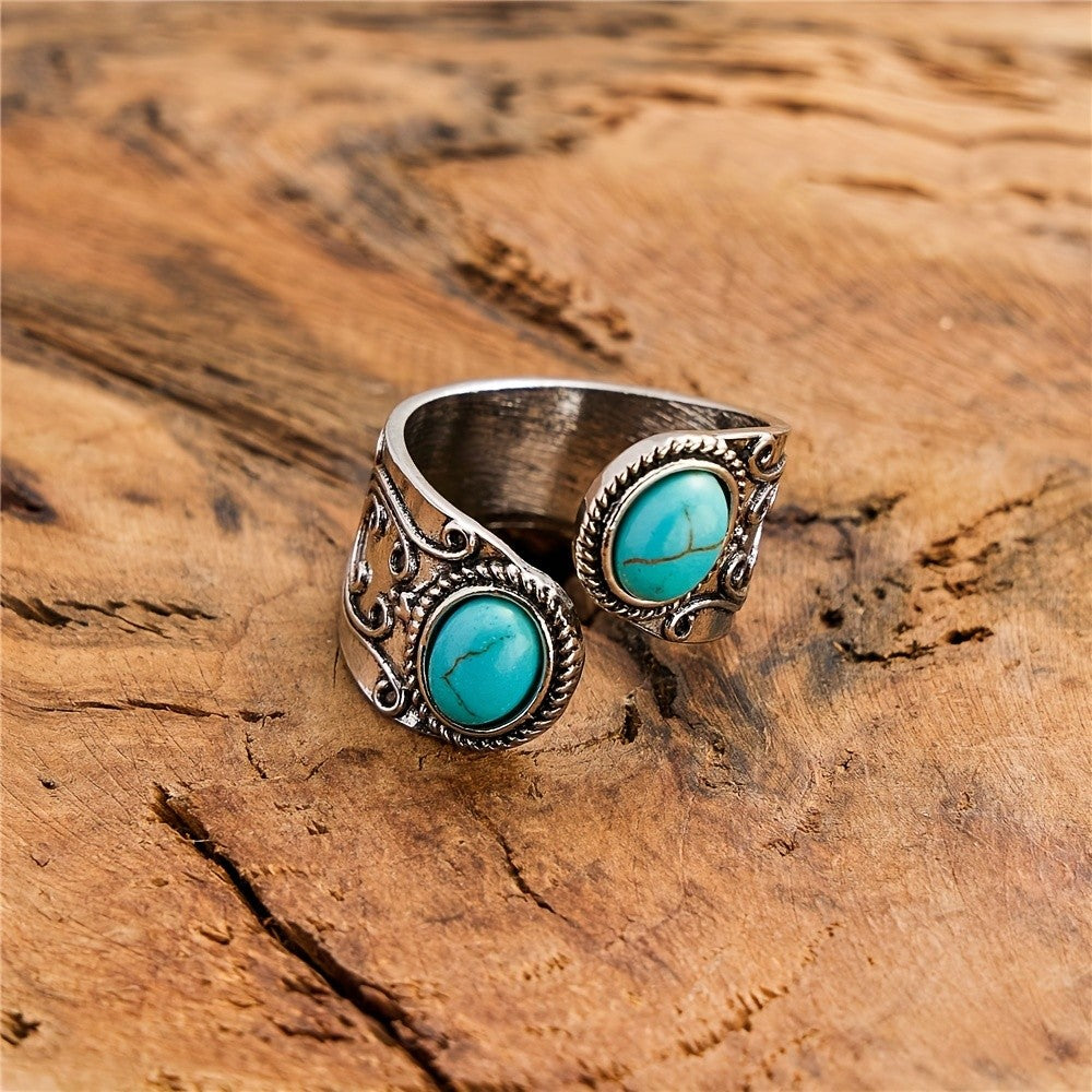 Turquoise Scroll Adjustable Ring
