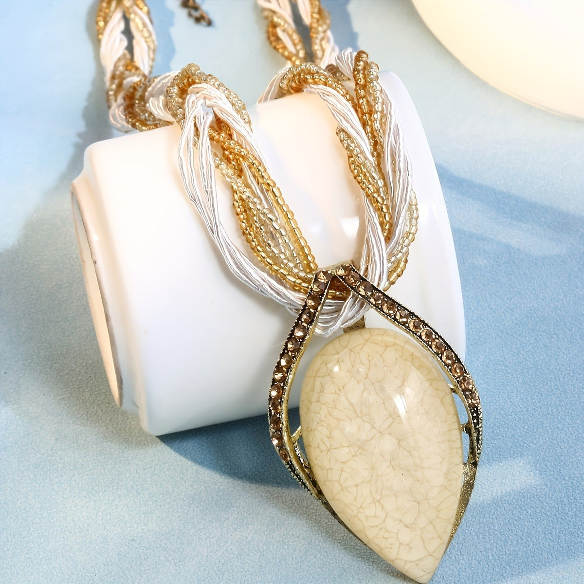 Braided Teardrop Statement Necklace