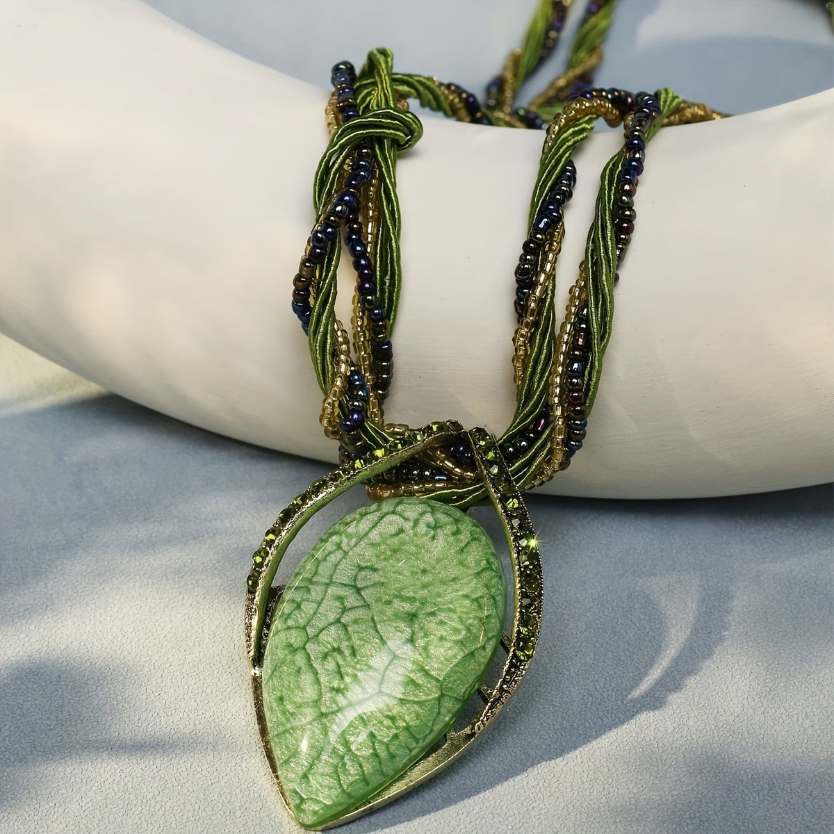 Braided Teardrop Statement Necklace