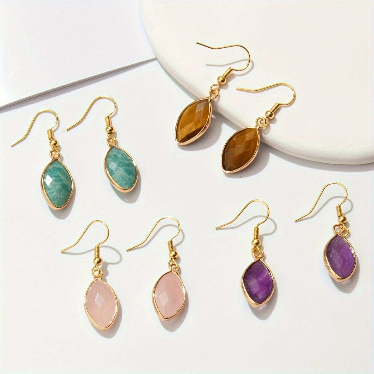 Faceted Stone Drop Earrings