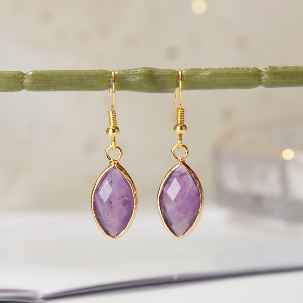 Faceted Stone Drop Earrings