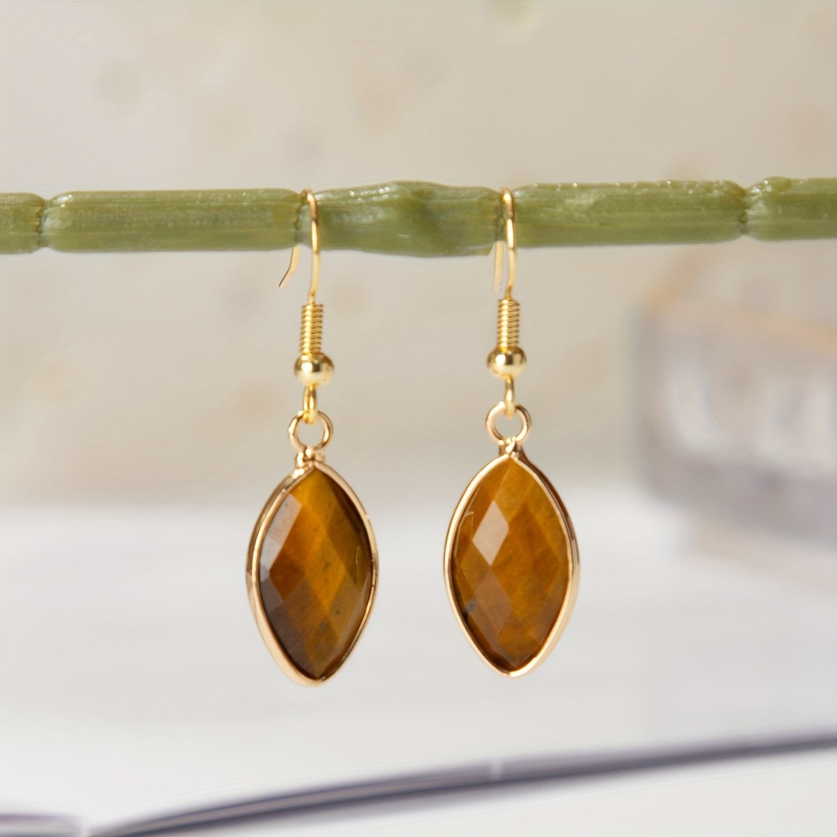 Faceted Stone Drop Earrings