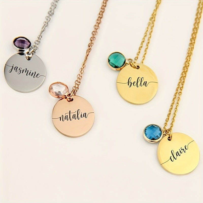 Personalized Birthstone Disc Necklace
