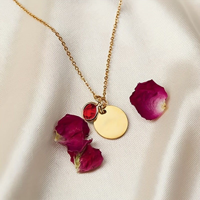 Personalized Birthstone Disc Necklace