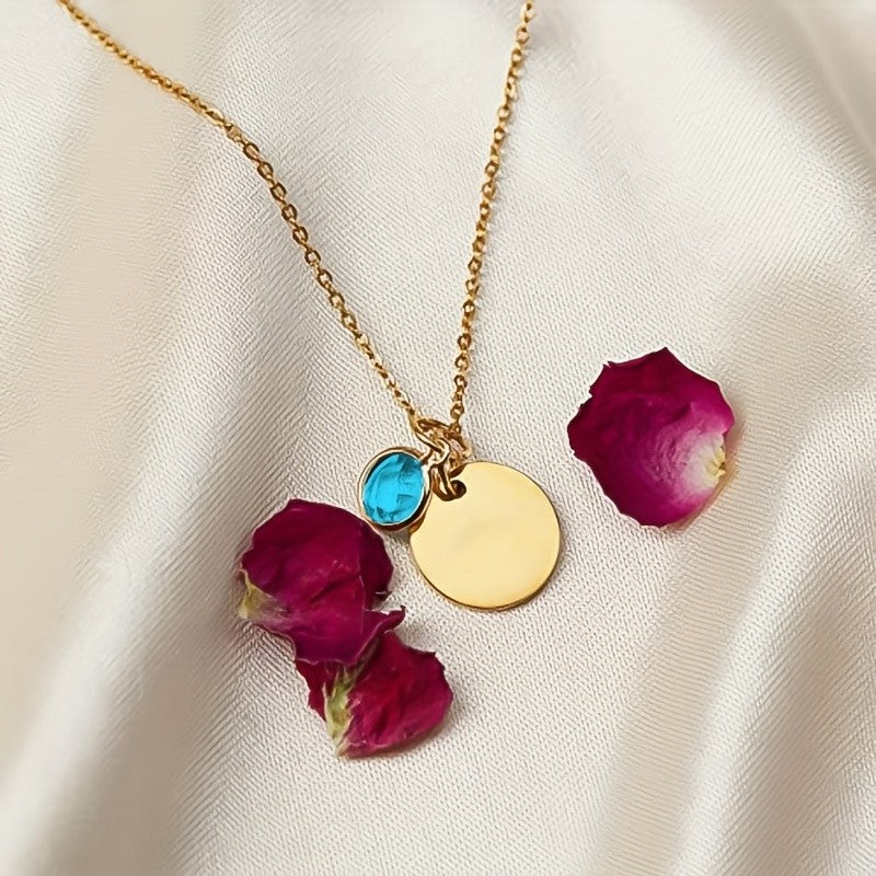 Personalized Birthstone Disc Necklace