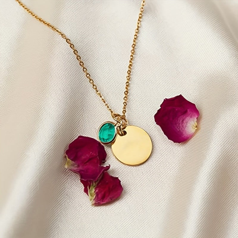 Personalized Birthstone Disc Necklace
