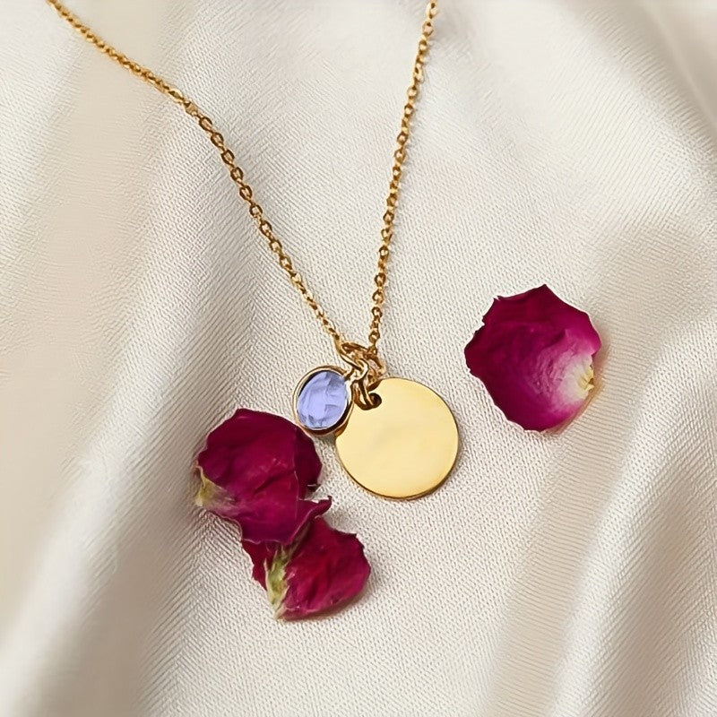 Personalized Birthstone Disc Necklace