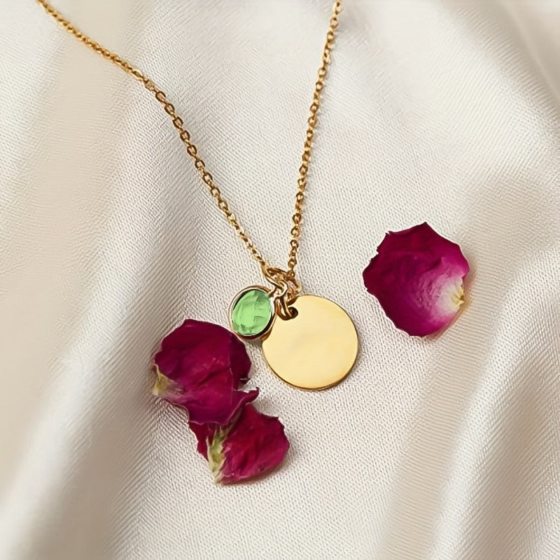 Personalized Birthstone Disc Necklace