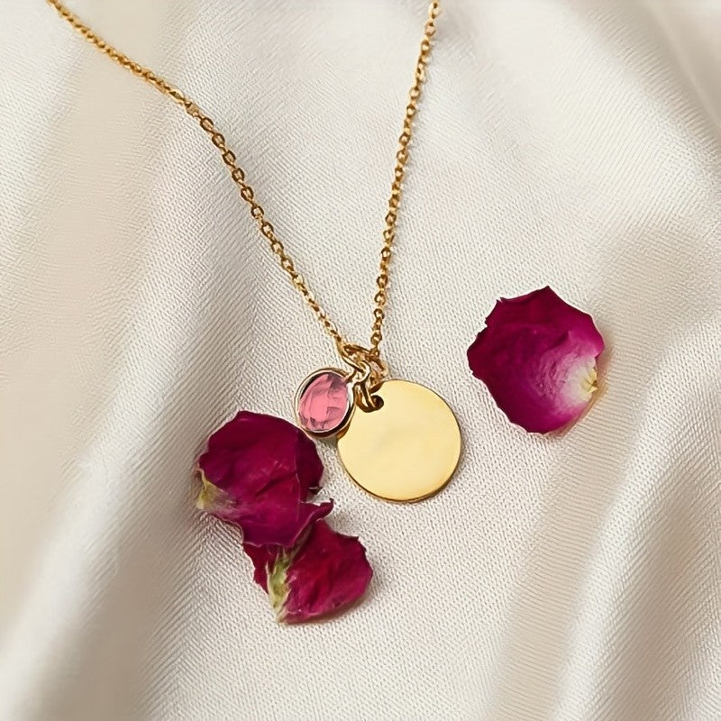 Personalized Birthstone Disc Necklace