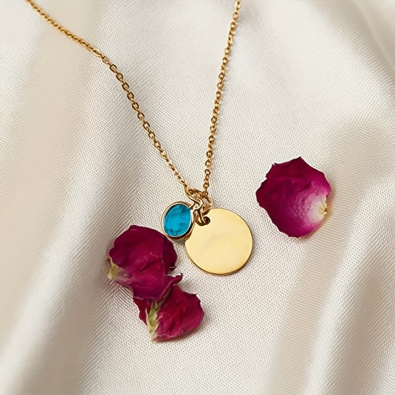Personalized Birthstone Disc Necklace