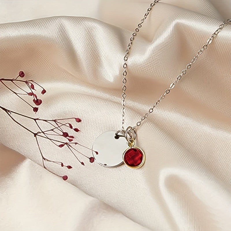 Personalized Birthstone Disc Necklace