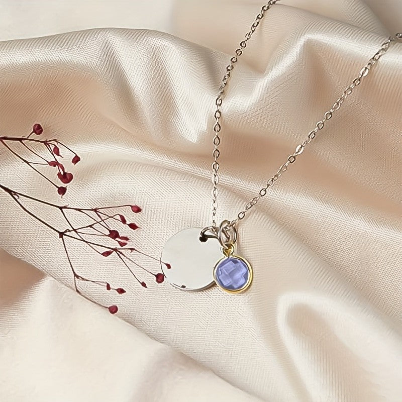 Personalized Birthstone Disc Necklace