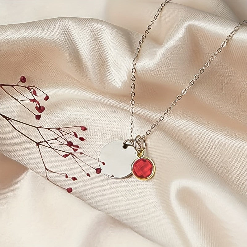 Personalized Birthstone Disc Necklace