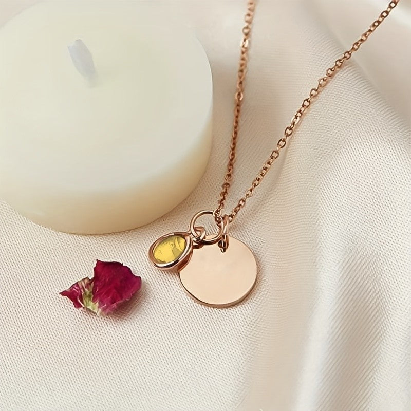 Personalized Birthstone Disc Necklace