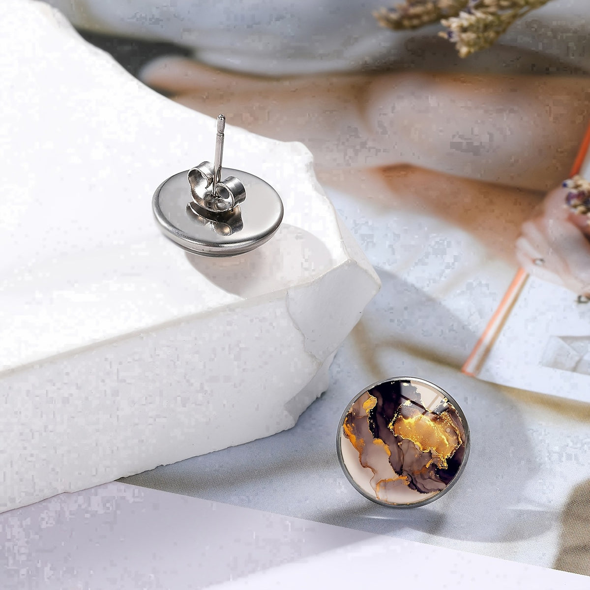Abstract Marble Stud Earrings