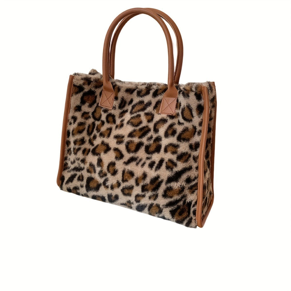 Leopard Print Velvet Tote Bag