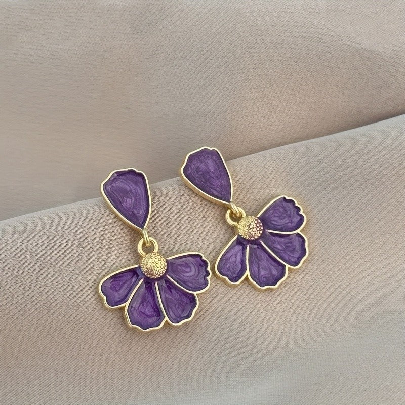Enamel Petal Fan Drop Earrings