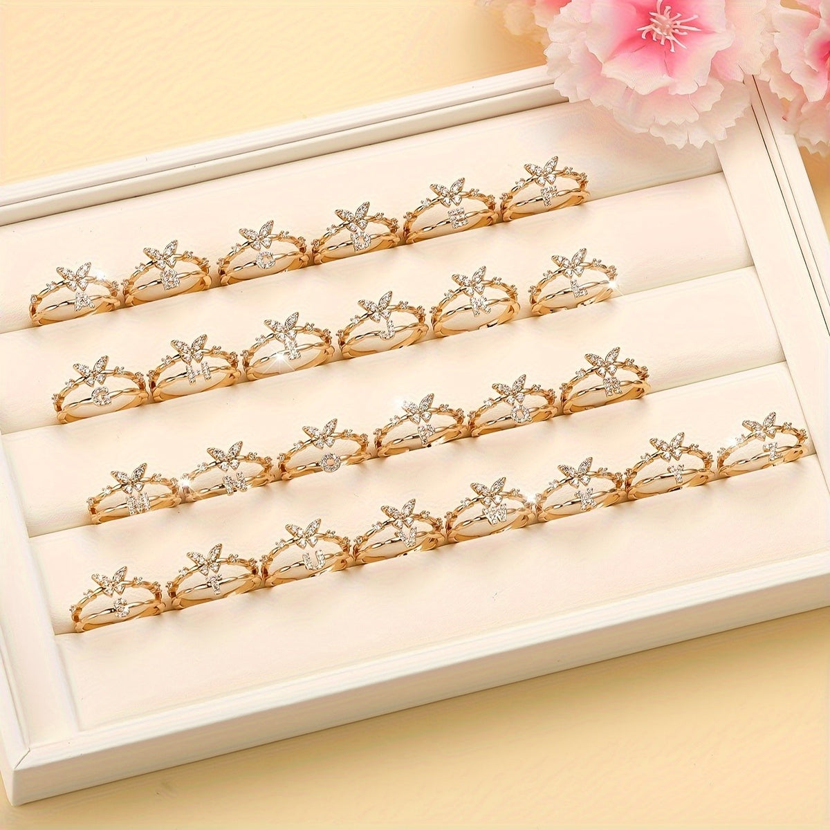 Crystal Butterfly Initial Ring