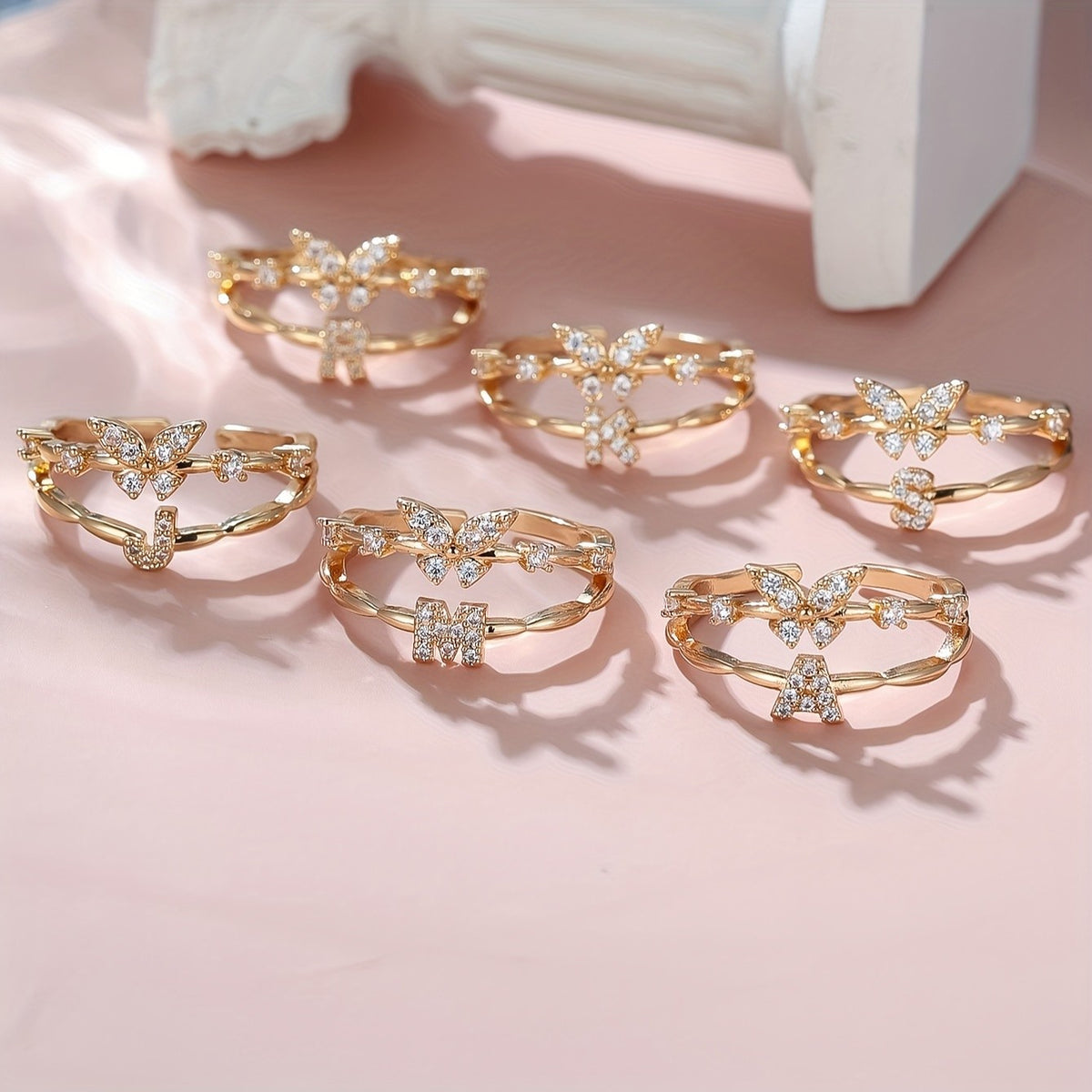 Crystal Butterfly Initial Ring