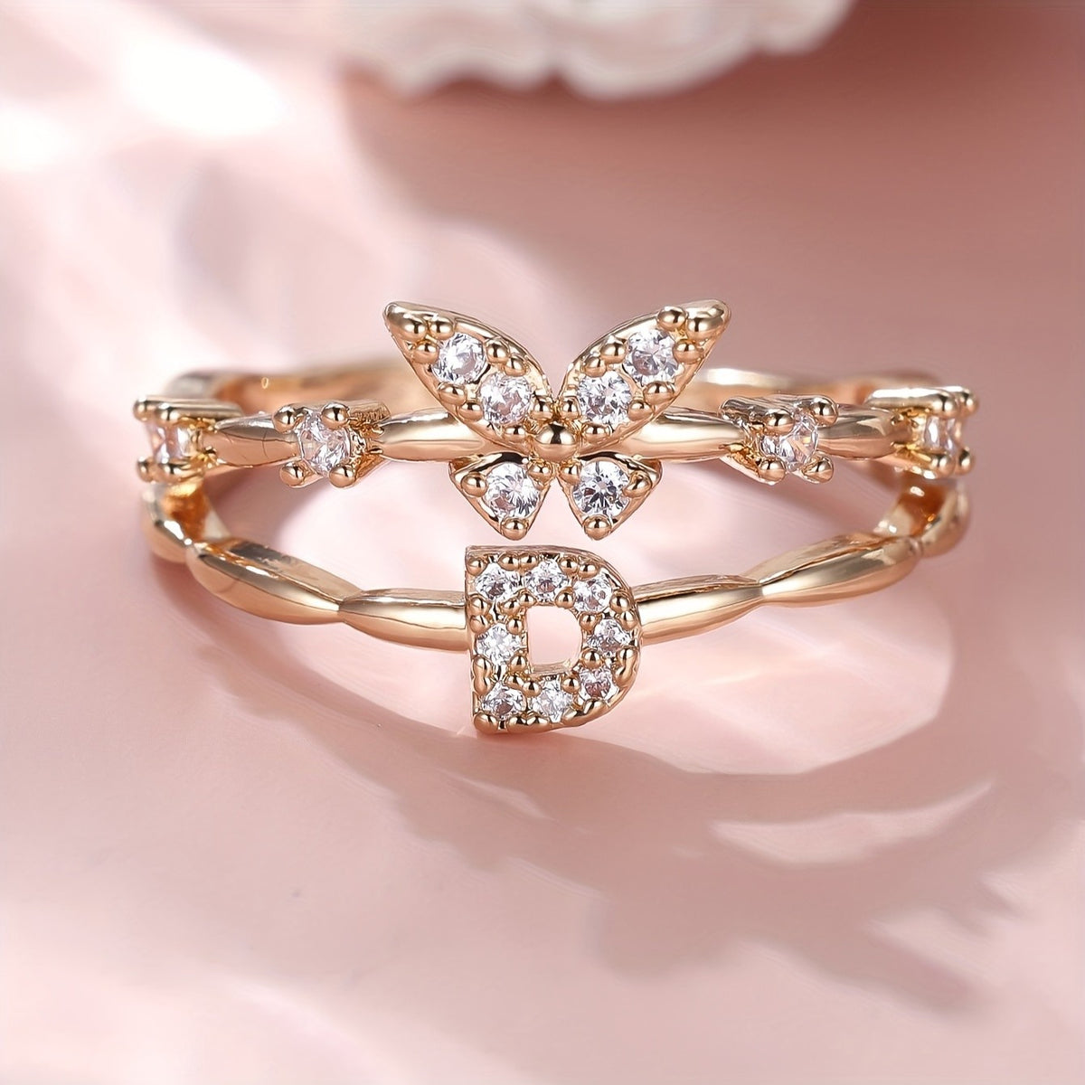 Crystal Butterfly Initial Ring
