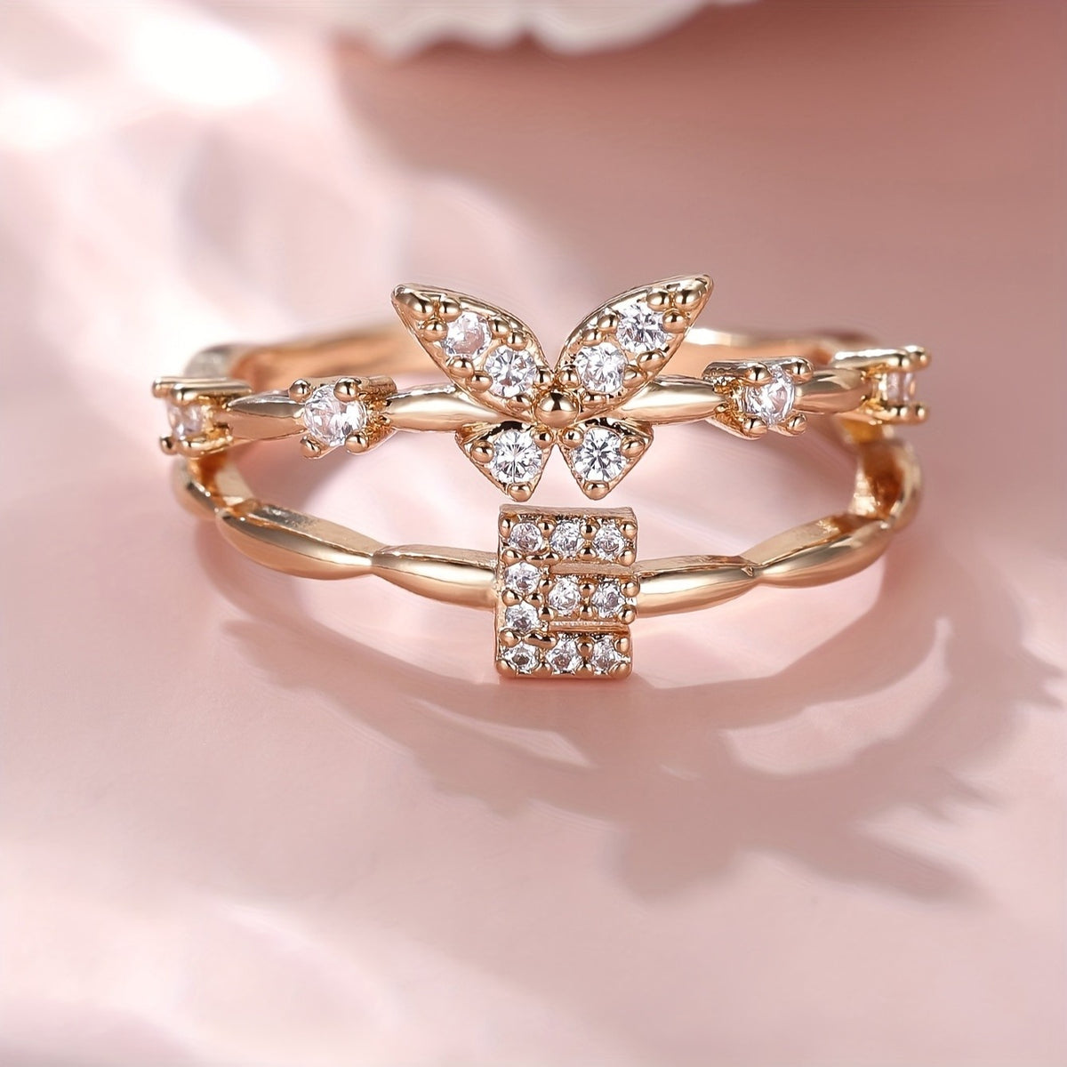 Crystal Butterfly Initial Ring