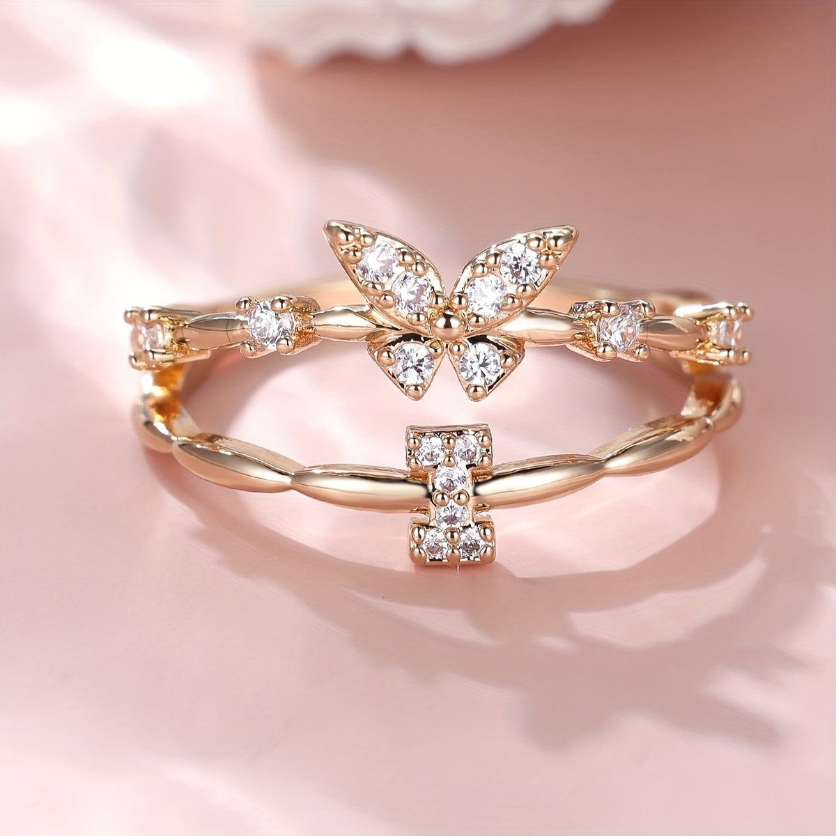 Crystal Butterfly Initial Ring