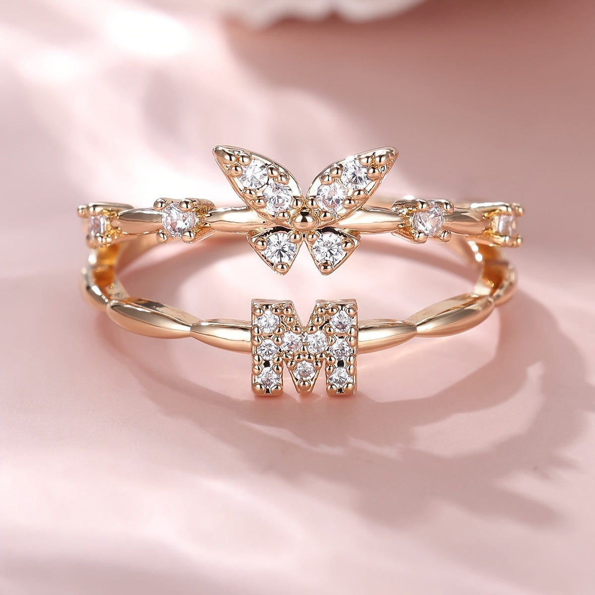 Crystal Butterfly Initial Ring