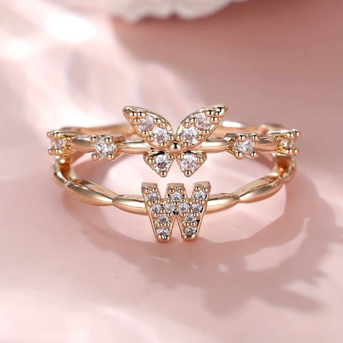 Crystal Butterfly Initial Ring