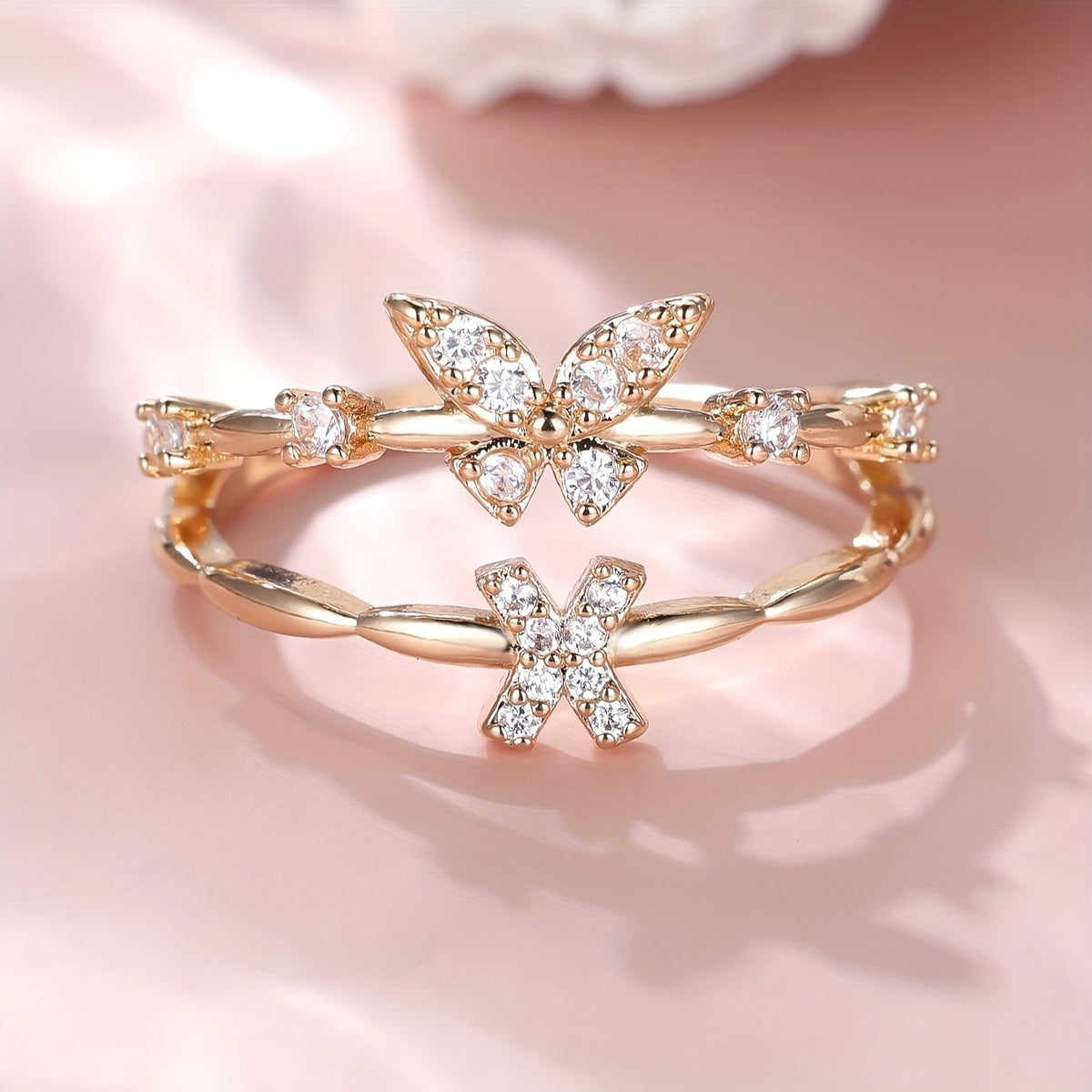 Crystal Butterfly Initial Ring