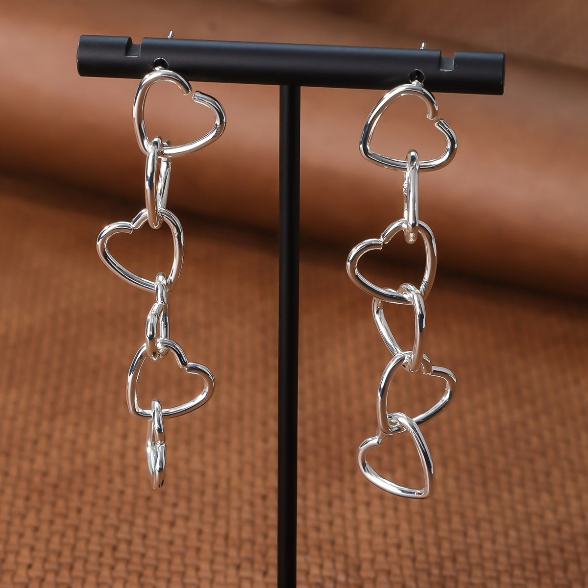 Linked Heart Drop Earrings