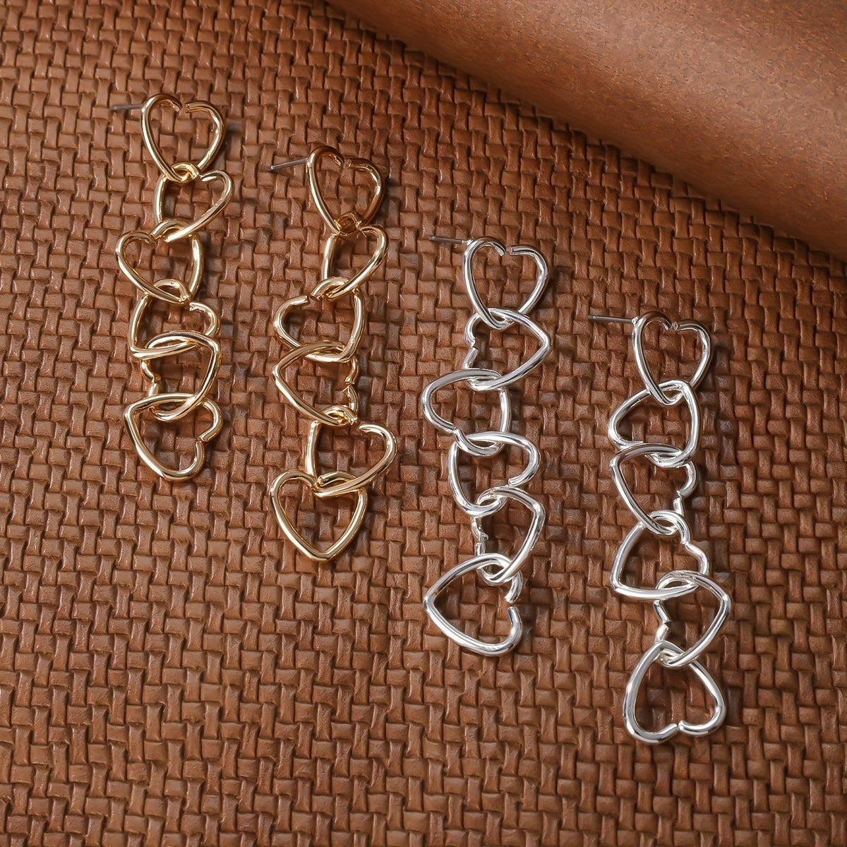 Linked Heart Drop Earrings