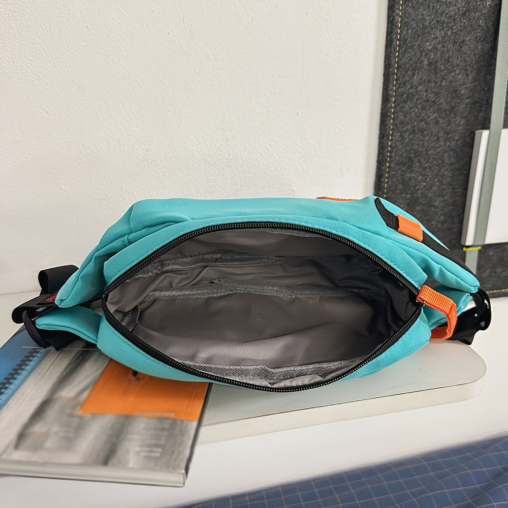 Contrast Zipper Nylon Crossbody Bag