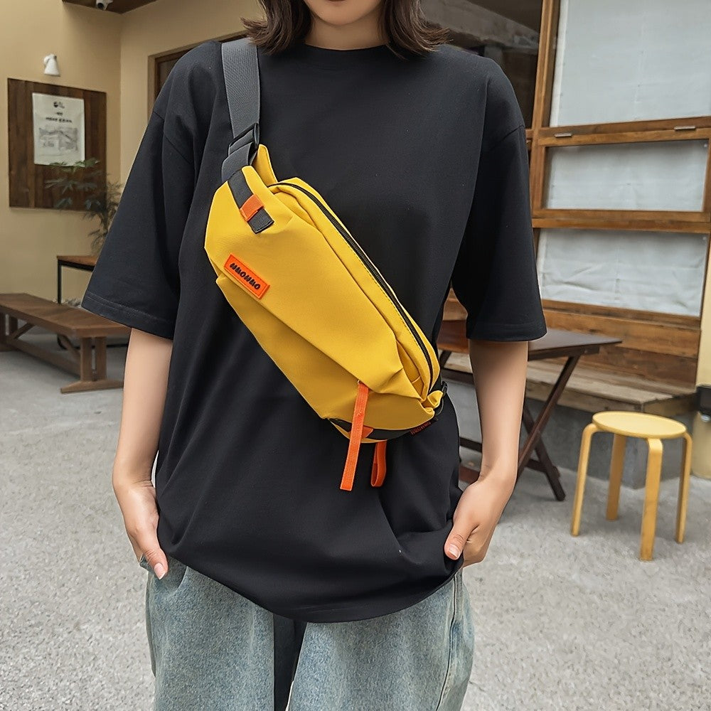 Contrast Zipper Nylon Crossbody Bag