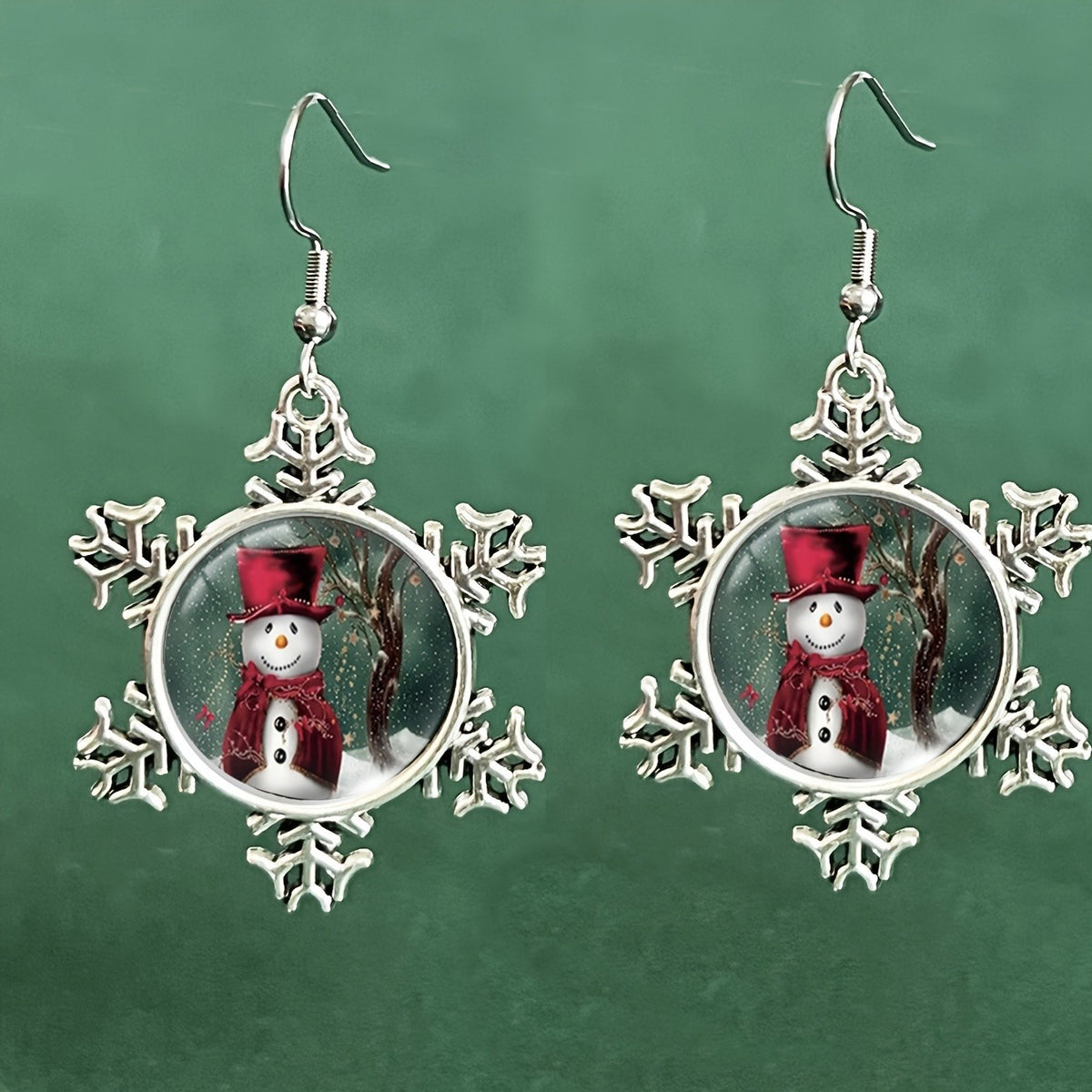 Snowman Snowflake Drop Earrings