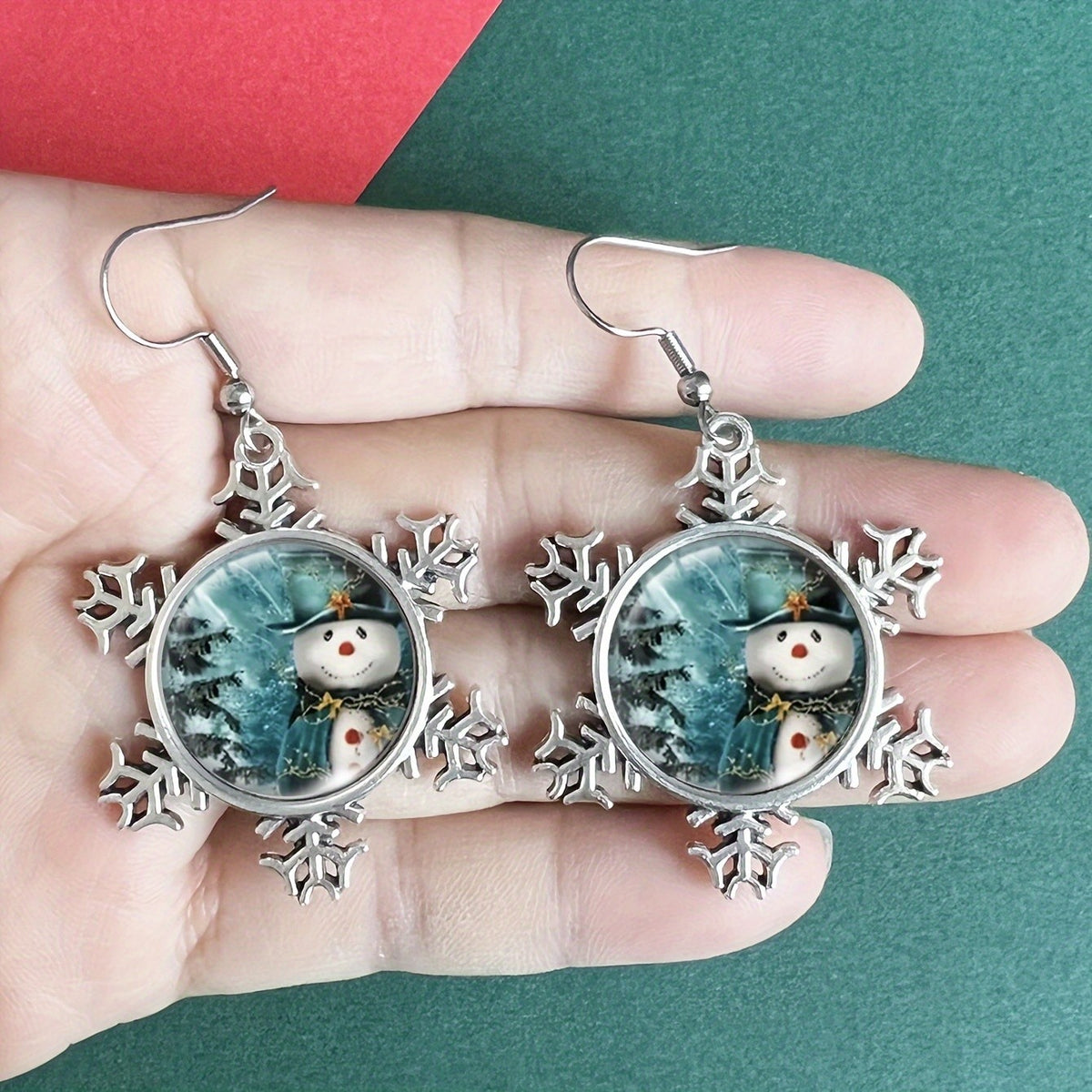 Snowman Snowflake Drop Earrings